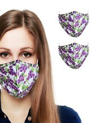 Two Layer Reusable Face Masks for Adults (2-pack) - Grape