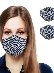 Two Layer Reusable Face Masks for Adults (2-pack) - Zebra