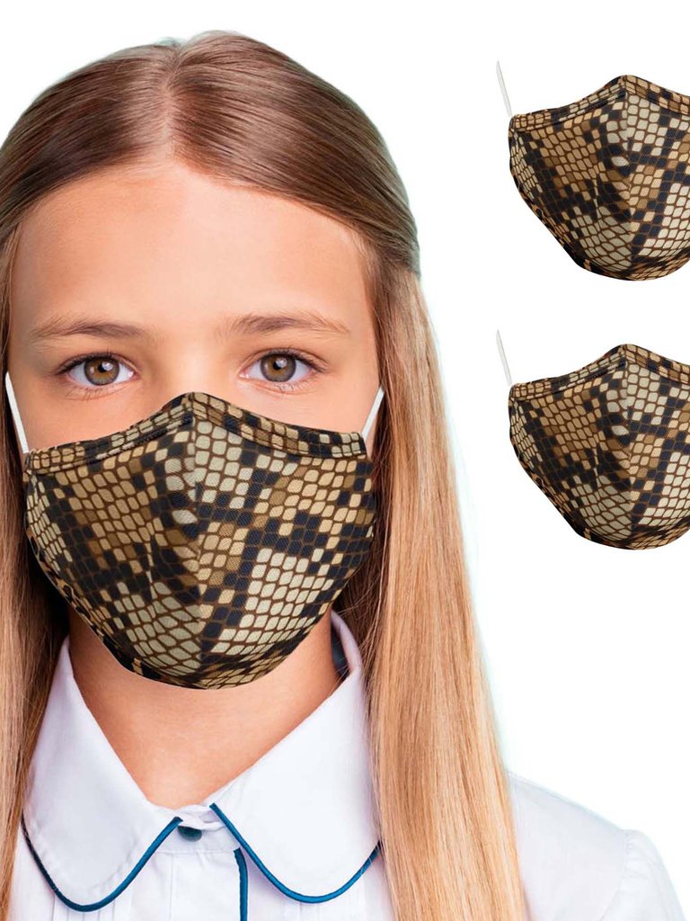 Two Layer Reusable Face Masks for Kids (2-pack) - Snake