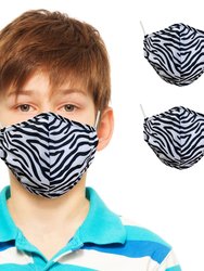 Two Layer Reusable Face Masks for Kids (2-pack) - Zebra