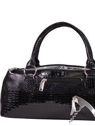 Wine Clutch Croc Design - Black Croc