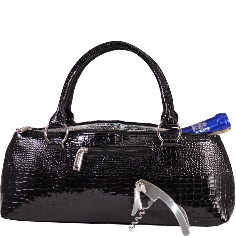 Wine Clutch Croc Design - Black Croc