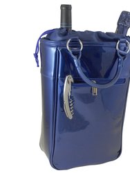 Wine Tote Two Bottle Harmony Design - Navy Blue Candy