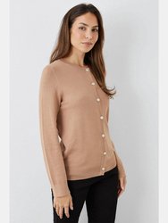 Womens/Ladies Button Detail Cardigan - Camel - Camel