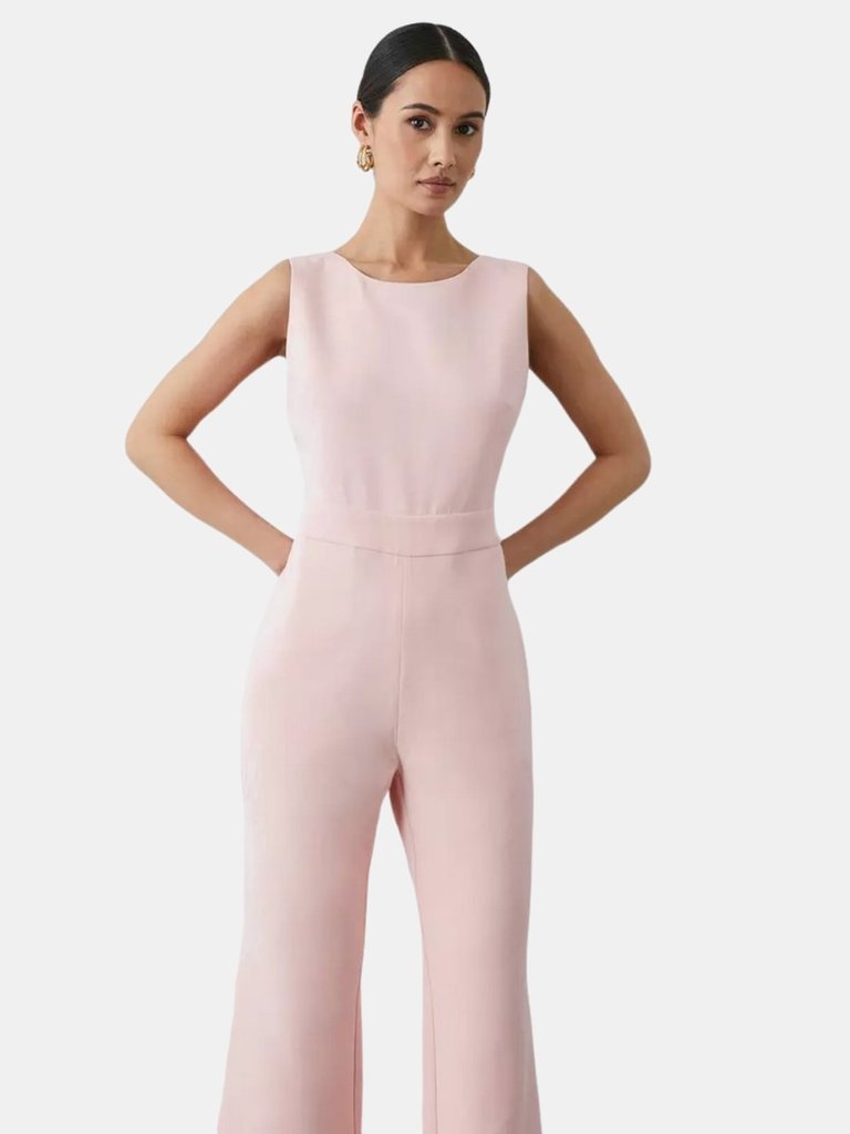 Principles Pink Womens/Ladies Compact Crepe Tie Back Petite Jumpsuit