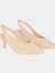 Womens/Ladies Daisy Sling Back Kitten Heel Court Shoes - Beige