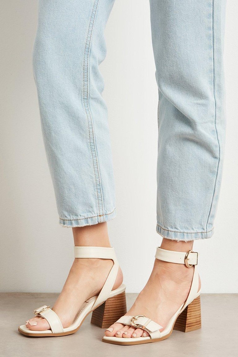 Womens/Ladies Daphne Buckle Detail Sandals - White - White
