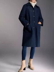 Womens/Ladies Diamond Quilted Button Front Coat - Navy