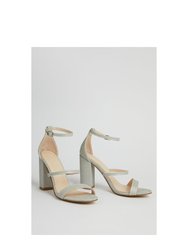 Womens/Ladies Evie Block Heel Sandals - Silver