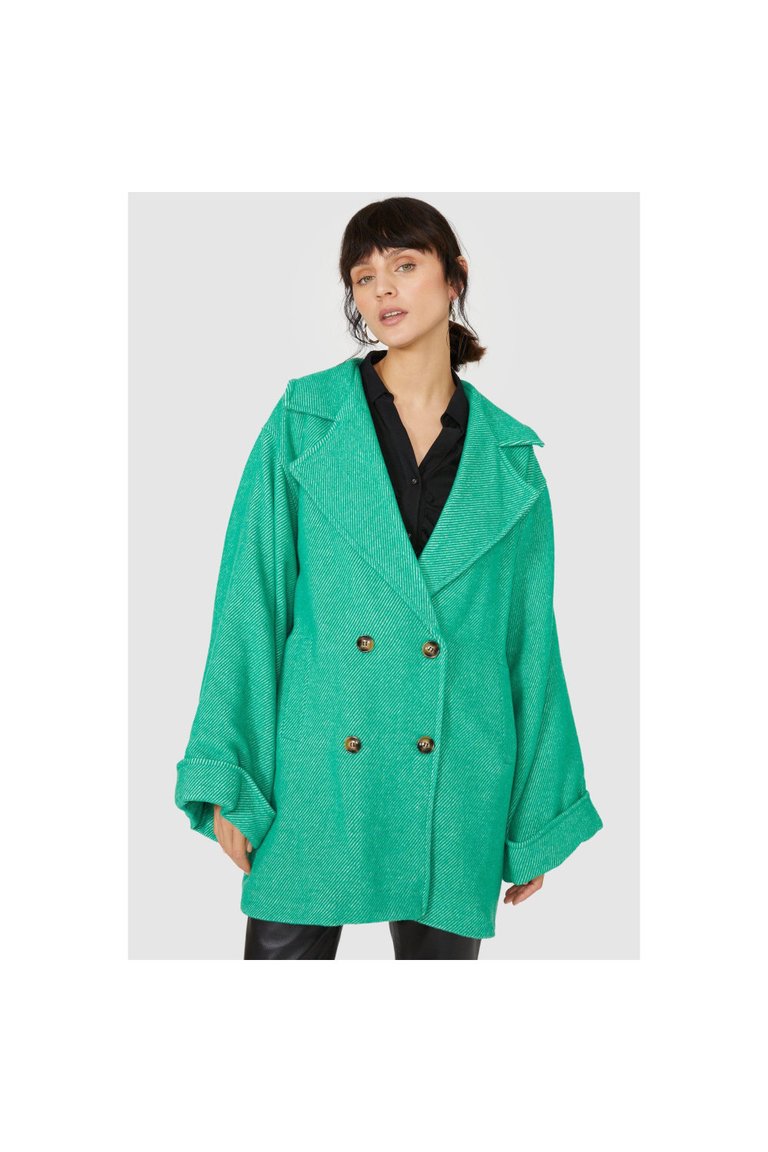 Womens/Ladies Herringbone Coat - Green - Green