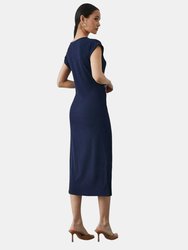 Womens/Ladies Jersey Ruched Side Midi Dress - Navy