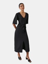 Womens/Ladies Jersey Waist Tie Dress - Black