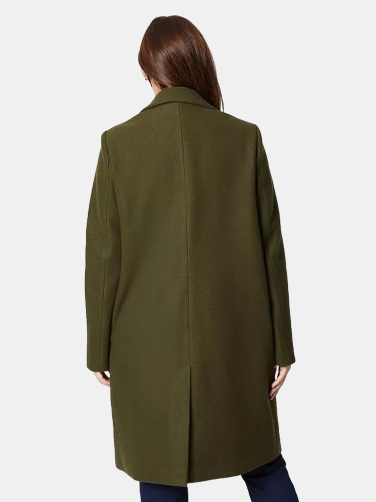 Womens/Ladies Long Length Fitted And Flared Coat - Forest