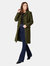 Womens/Ladies Long Length Fitted And Flared Coat - Forest