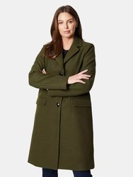 Womens/Ladies Long Length Fitted And Flared Coat - Forest - Forest