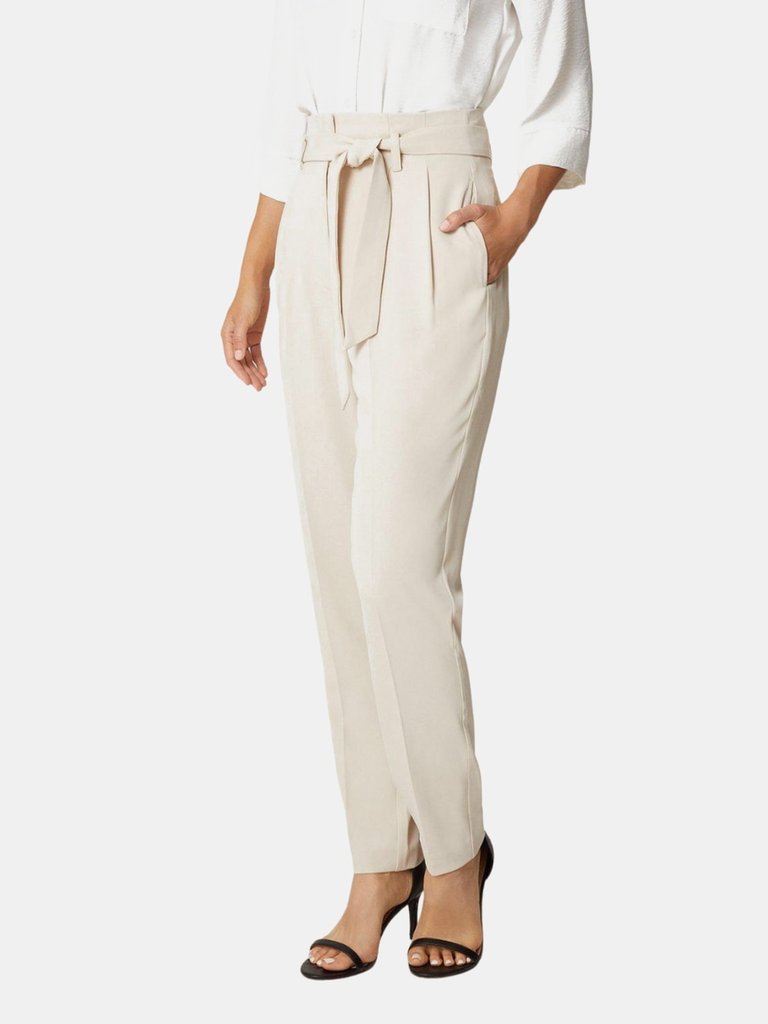 Womens/Ladies Paperbag High Waist Pants - Camel - Camel