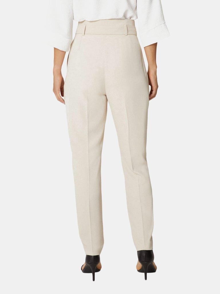 Womens/Ladies Paperbag High Waist Pants - Camel