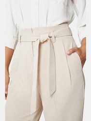 Womens/Ladies Paperbag High Waist Pants - Camel