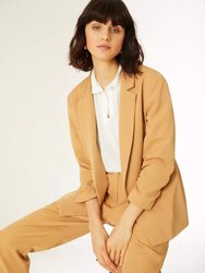 Womens/Ladies Ruched Tailored Blazer - Camel