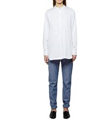 Mandarin Long Sleeve Collar Tunic - White