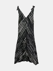 Proenza Schouler Women's Black / White Diagonal Stripe Printed Georgette Sleeveless Knot Sleeve Dress - Black / White Diagonal Stripe