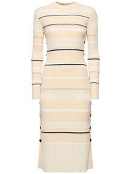 Rachel Textured Stripe Knit Dress - Ecru Multi