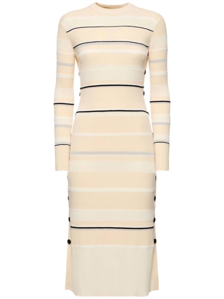 Rachel Textured Stripe Knit Dress - Ecru Multi