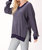 Brb Cozy Thermal V-Neck Longsleeve Top In Galaxy Blue