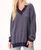 Brb Cozy Thermal V-Neck Longsleeve Top In Galaxy Blue - Galaxy Blue