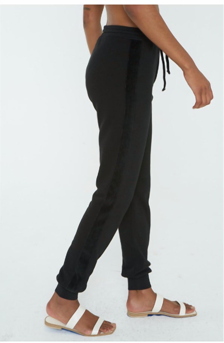 Dift Velvet Stripe Pant In Black - Black