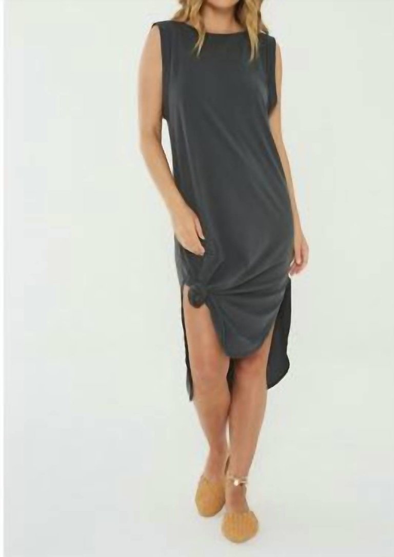 Easy Twist Sleeveless Dress In Grey - Grey