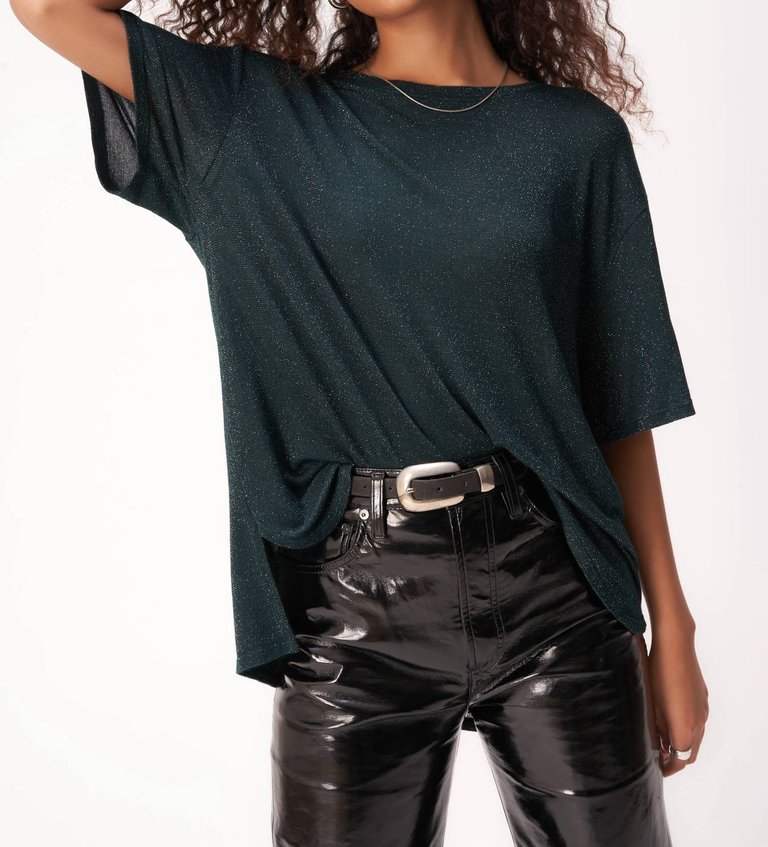 Eternity Lurex Tee In Midnight Emerald - Midnight Emerald