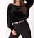 Hazy Velvet Long Sleeve Top In Black - Black