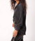 Miraya Washed Button Front Longsleeve Top In Black