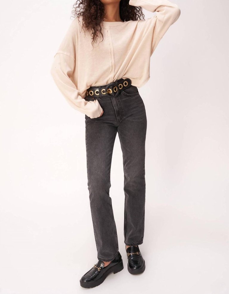 Ramina Seamed Textured Longsleeve Top In Ginger Root - Ginger Root