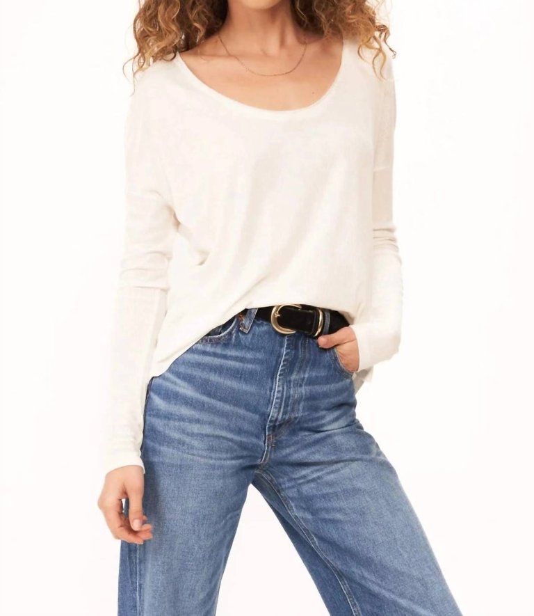 Scoop Neck Long Sleeve Tee In Ivory - Ivory