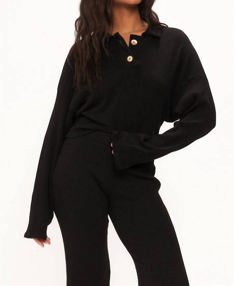 Sure Shot Collared Sweater In Black - Black