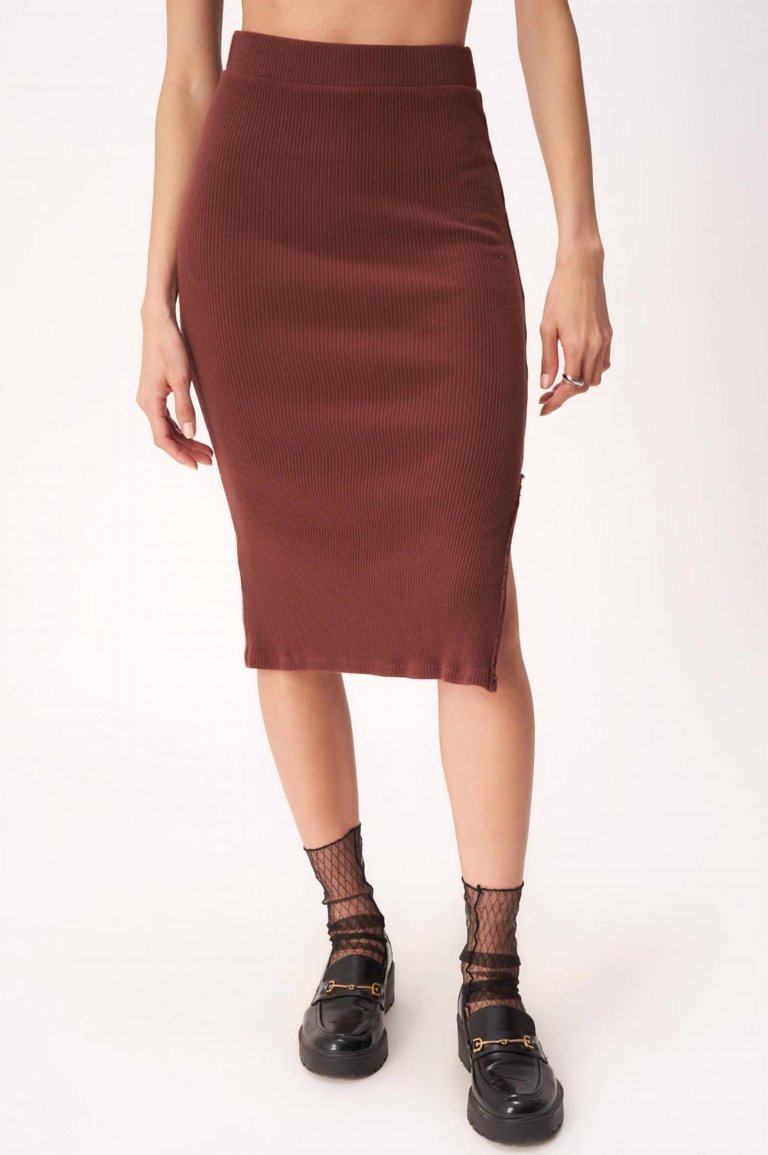 Throw & Go Sweater Rib Midi Skirt In Spiced Copper - Spiced Copper