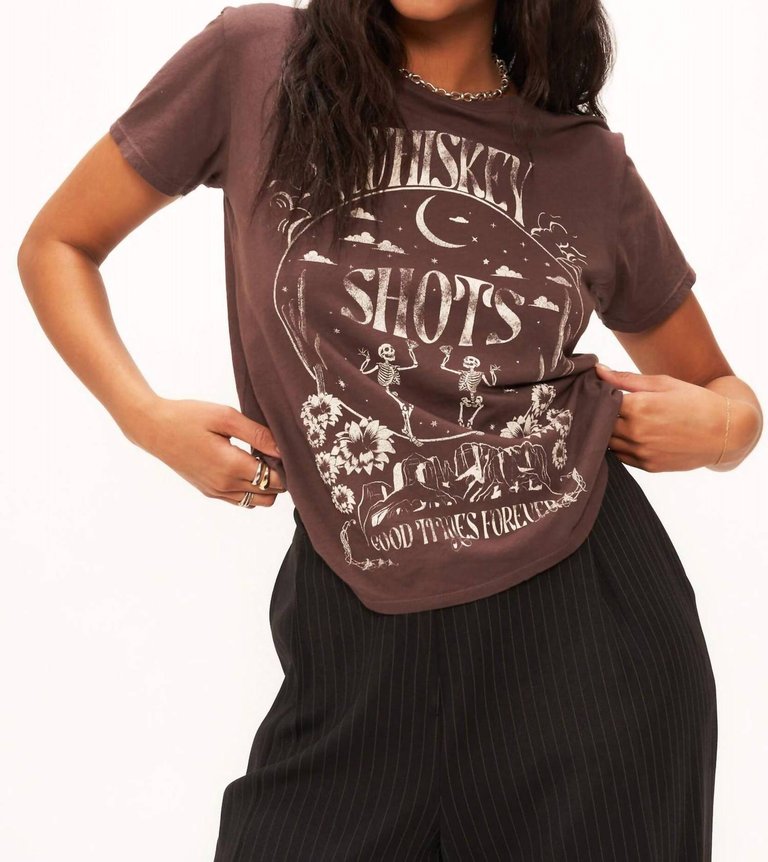 Whiskey Shots Tee In Rich Oak - Rich Oak