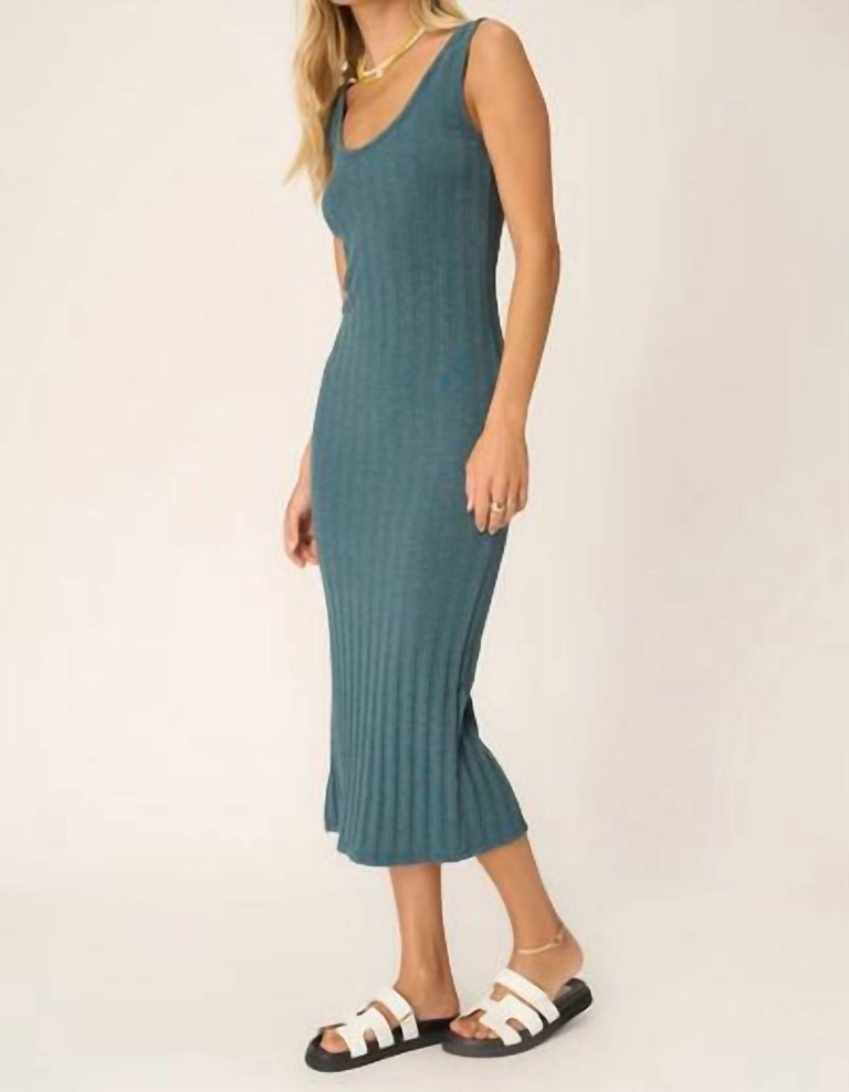 Work It Out Scoop Neck Rib Dress In Oceanic Teal