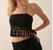 Crotchet Knit Fringe Tube Halter Top In Black - Black