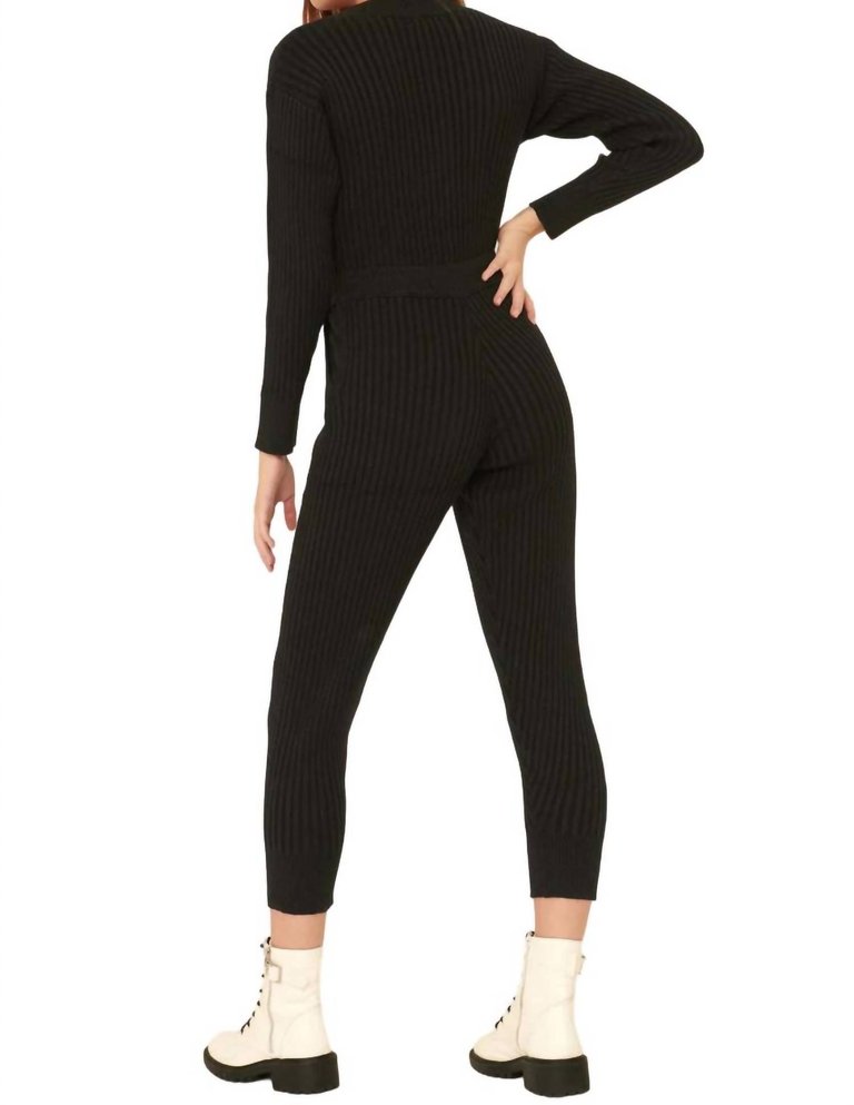 Ribbed Knit Jumpsuit In Black