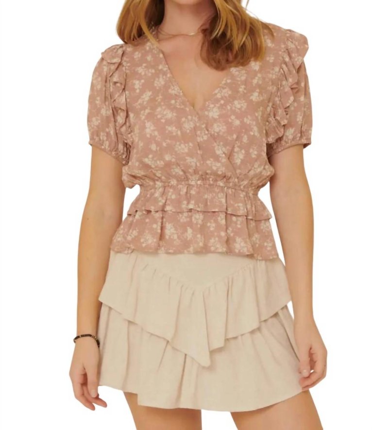 She's A Cutie Floral Top In Sandstone - Sandstone