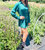 Shirt Romper In Emerald Green