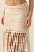 Solid Crochet Eyelet-Knit Fringe Maxi Skirt In Off White