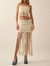 Solid Crochet Eyelet-Knit Fringe Maxi Skirt In Off White