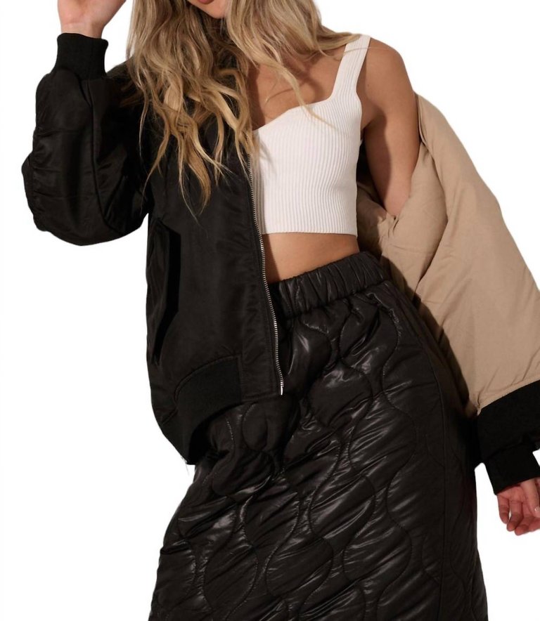 Straight Up Bomber Jacket In Black - Black