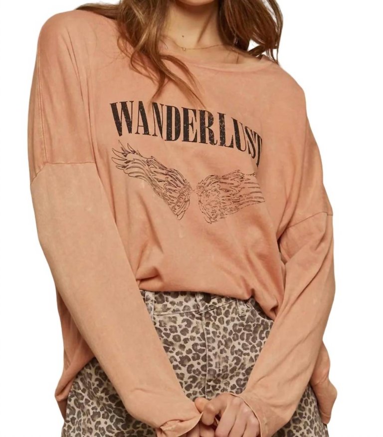 Wanderlust Long Sleeve Tee In Rose - Rose