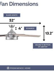 Potomac Smart Ceiling Fan with Light and Remote 52 inch