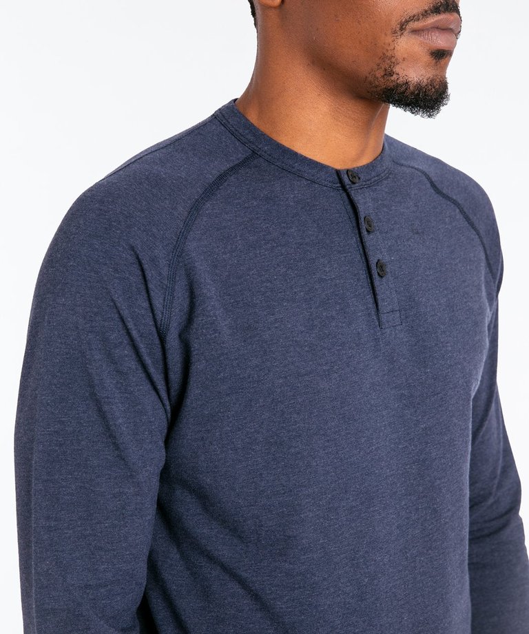 Go-To Long Sleeve Henley | Men's Heather Navy